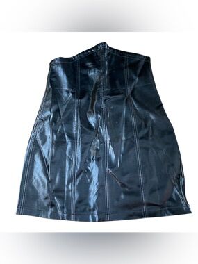 AKIRA Glossy Black Faux Leather Paneled A-Line Skirt